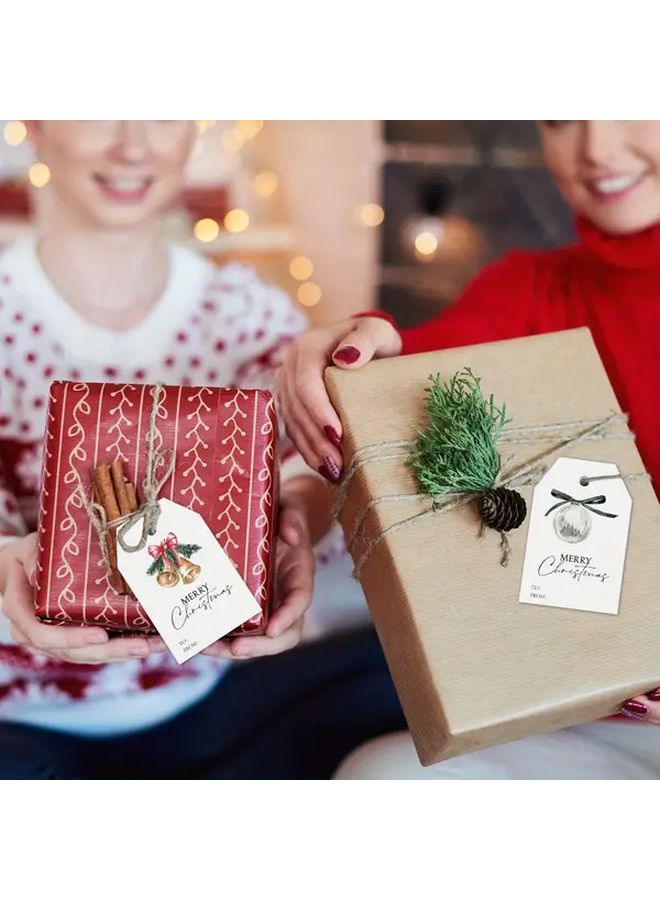 Christmas Gift Tags 60pcs Branch Leaves Design Premium Paper Labels With Jute Twine - Image 4